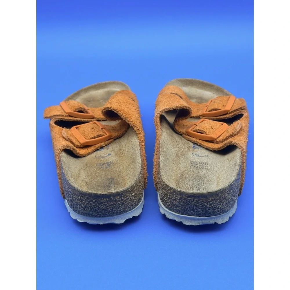 Birkenstock Arizona Suede Strap Sandals Orange EU 38 Narrow Made Germany